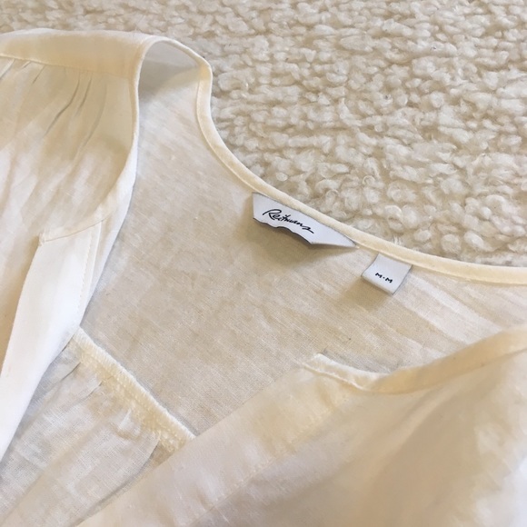 Boho White Linen Bell Sleeve Top - Picture 4 of 4